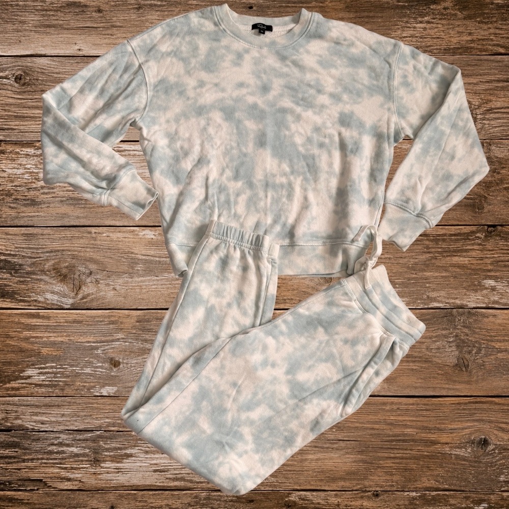 Rails Ramona Kingston Light Blue Tie Dye Matching Sweat Set XS Cozy Loungwear